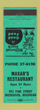 Matchbook Cover - Masar's Restaurant Muskegon MI