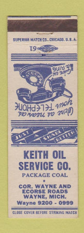 Matchbook Cover - Keith oil Service Wayne MI