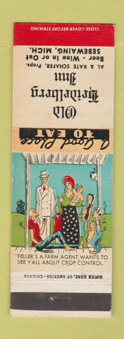 Matchbook Cover - Old Heidelberg Inn Sebawaing MI hillbilly