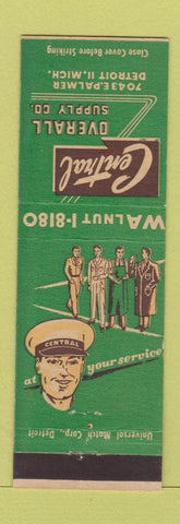 Matchbook Cover - Central Overall Supply Detroit MI work clothes
