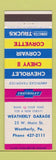 Matchbook Cover - Weatherly Garage Chevrolet 1963 PA
