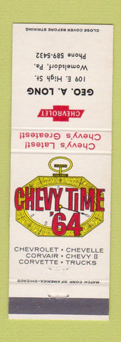 Matchbook Cover - 1964 Chevrolet Geo Long Womelsdorf PA