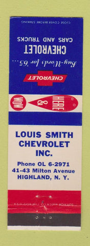 Matchbook Cover - 1965 Chevrolet Louis Smith Highland NY