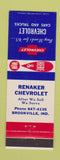 Matchbook Cover - 1965 Chevrolet Renaker Brookville IN