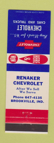 Matchbook Cover - 1965 Chevrolet Renaker Brookville IN