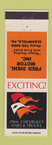 Matchbook Cover - 1966 Chevrolet Red Diehl Clearfield PA WEAR