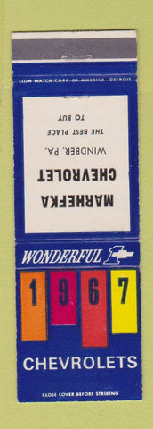 Matchbook Cover - 1967 Chevrolet Marhefka Windber PA