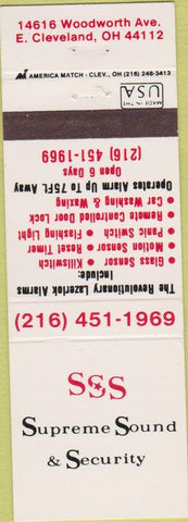 Matchbook Cover - Supreme Sound Security East Cleveland OH