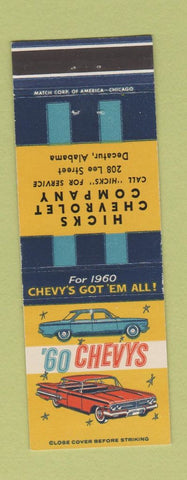 Matchbook Cover - 1960 Chevrolet Hicks Decatur AL