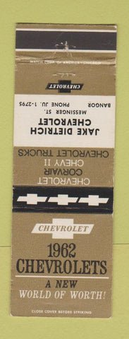 Matchbook Cover - 1962 Chevrolet Jake Dietrich Bangor ME