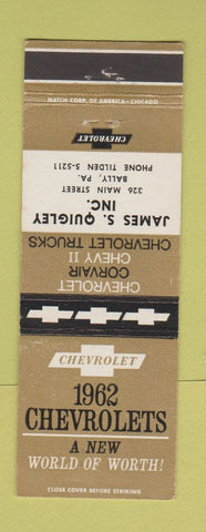 Matchbook Cover - 1962 Chevrolet James Quigley Bally PA
