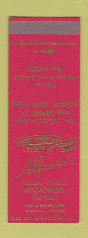 Matchbook Cover - Alfonso's Italian Restaurant Albany NY SAMPLE