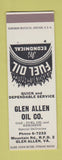 Matchbook Cover - Glen Allen oil Glen Allen VA SAMPLE