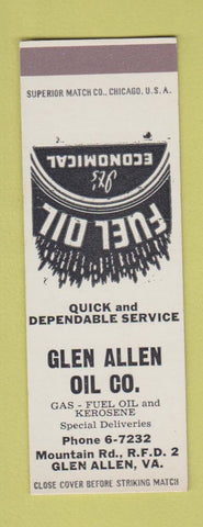 Matchbook Cover - Glen Allen oil Glen Allen VA SAMPLE