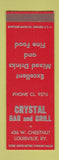 Matchbook Cover - Crystal Bar and Grill Louisville KY SAMPLE