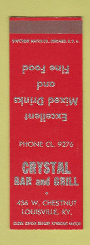 Matchbook Cover - Crystal Bar and Grill Louisville KY SAMPLE