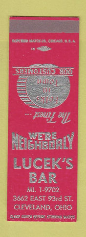 Matchbook Cover - Lucek's Bar Cleveland OH SAMPLE