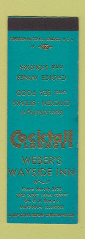 Matchbook Cover - Weber's Wayside Inn Markham IL low phone # SAMPLE