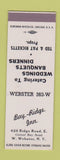 Matchbook Cover - Bay Ridge Inn West Webster NY low phone # SAMPLE