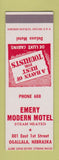 Matchbook Cover - Emery Modern Motel Ogallala NE low phone # SAMPLE