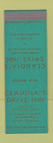 Matchbook Cover - Claudia's Drive Inn Lawton OK low phone # SAMPLE