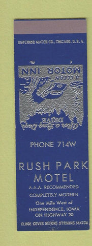 Matchbook Cover - Rush Park Motel Independence IA SAMPLE
