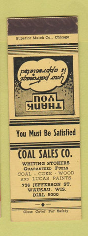 Matchbook Cover - Coal Sales Wausau WI SAMPLE