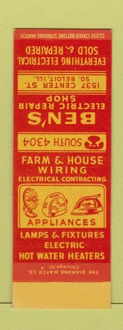 Matchbook Cover - Ben's Electric Shop South Beloit IL SAMPLE