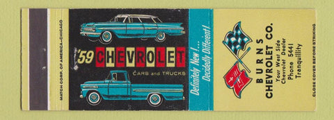 Matchbook Cover - Burns Chevrolet 1959 Tranqullity