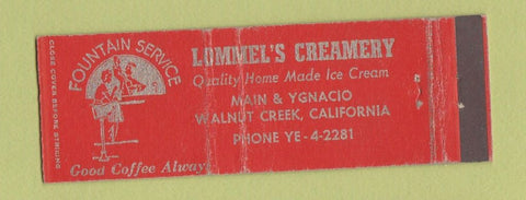 Matchbook Cover - Lommel's Creamery Walnut Creek CA WEAR Full Length
