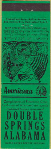 Matchbook Cover - Perkins Americana Double Springs AL Green