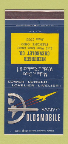 Matchbook Cover - Oldsmobile Rocket Nieburger Chevrolet Fremont OH 30 Strike
