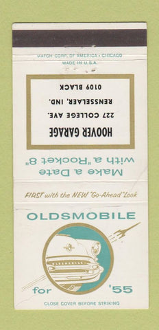 Matchbook Cover - 1955 Oldsmobile Hoover Garage Rensselaer IN 30 Strike