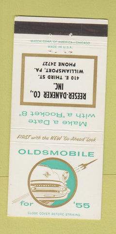 Matchbook Cover - 1955 Oldsmobile Reeser Daneker Williamsport PA 30 Strike