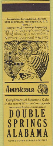 Matchbook Cover - Perkins Americana Double Springs AL Yellow