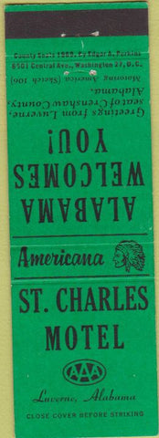 Matchbook Cover - Perkins Americana St Charles Motel Laverne AL Green