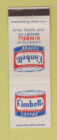 Matchbook Cover - Kimbell's Coffee Grocery Fort Worth TX