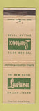 Matchbook Cover - Lawrence Hotel Dallas TX