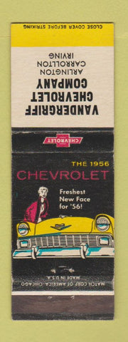 Matchbook Cover - 1956 Chevrolet Vandergriff Arlington Irving Carrollton TX WEAR