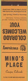 Matchbook Cover - Perkins Americana Mino's Place Conejos CO Orange