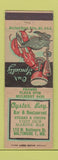 Matchbook Cover - Oyster Bay Baltimore MD restaurant