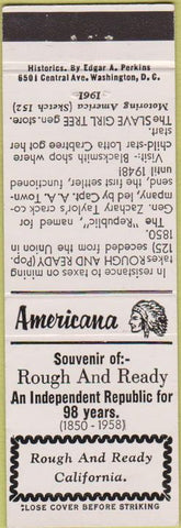 Matchbook Cover - Perkins Americana Rough and Ready CA White