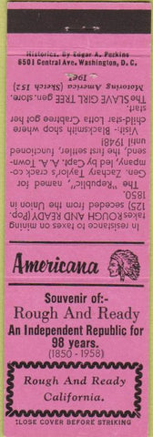 Matchbook Cover - Perkins Americana Rough and Ready CA Pink