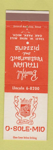 Matchbook Cover - O Sole Mio Pizza Italian Oak Park MI