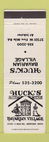 Matchbook Cover - Huck's Bavarian Village Redford MI