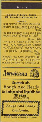 Matchbook Cover - Perkins Americana Rough and Ready CA Yellow