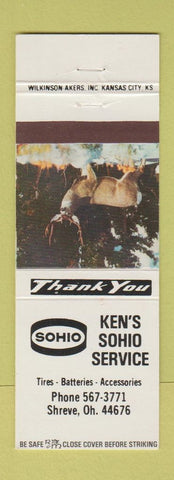 Matchbook Cover - Ken's Sohio oil gas Shreve OH