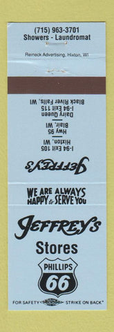 Matchbook Cover Jeffrey's Phillips 66 oil gas Hixton Blair Black River Falls WI