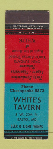 Matchbook Cover - White's Tavern Baltimore MD WEAR