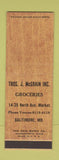 Matchbook Cover - McGrain Grocery Baltimore MD